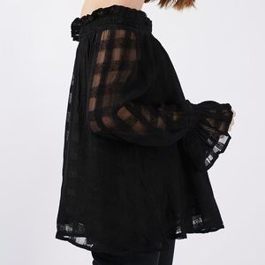 Topshop Sheer Grid Bardot Top
